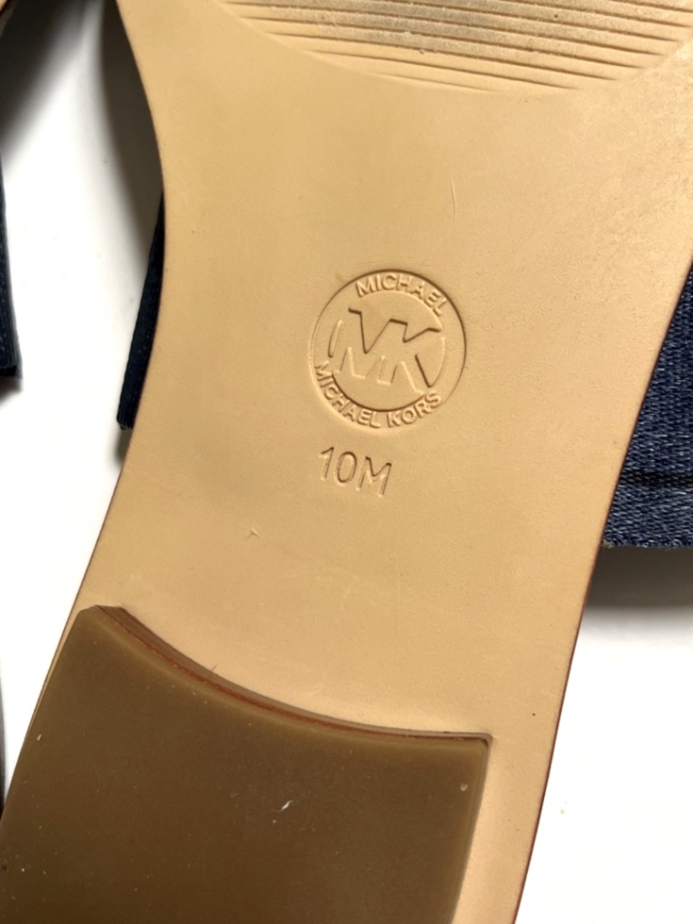 Michael Kors Toe Ring Slide Sandals Navy Blue Logo Flat Slides Size 10 NWOB - Picture 8 of 9